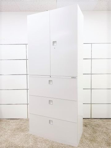 【コレ1台でオフィス書類をスッキリ整理！】■オカムラ　レクトラインシリーズ　両開き＋3段ラテラル書庫セット　ホワイト
                        レクトライン
                                    中古
            