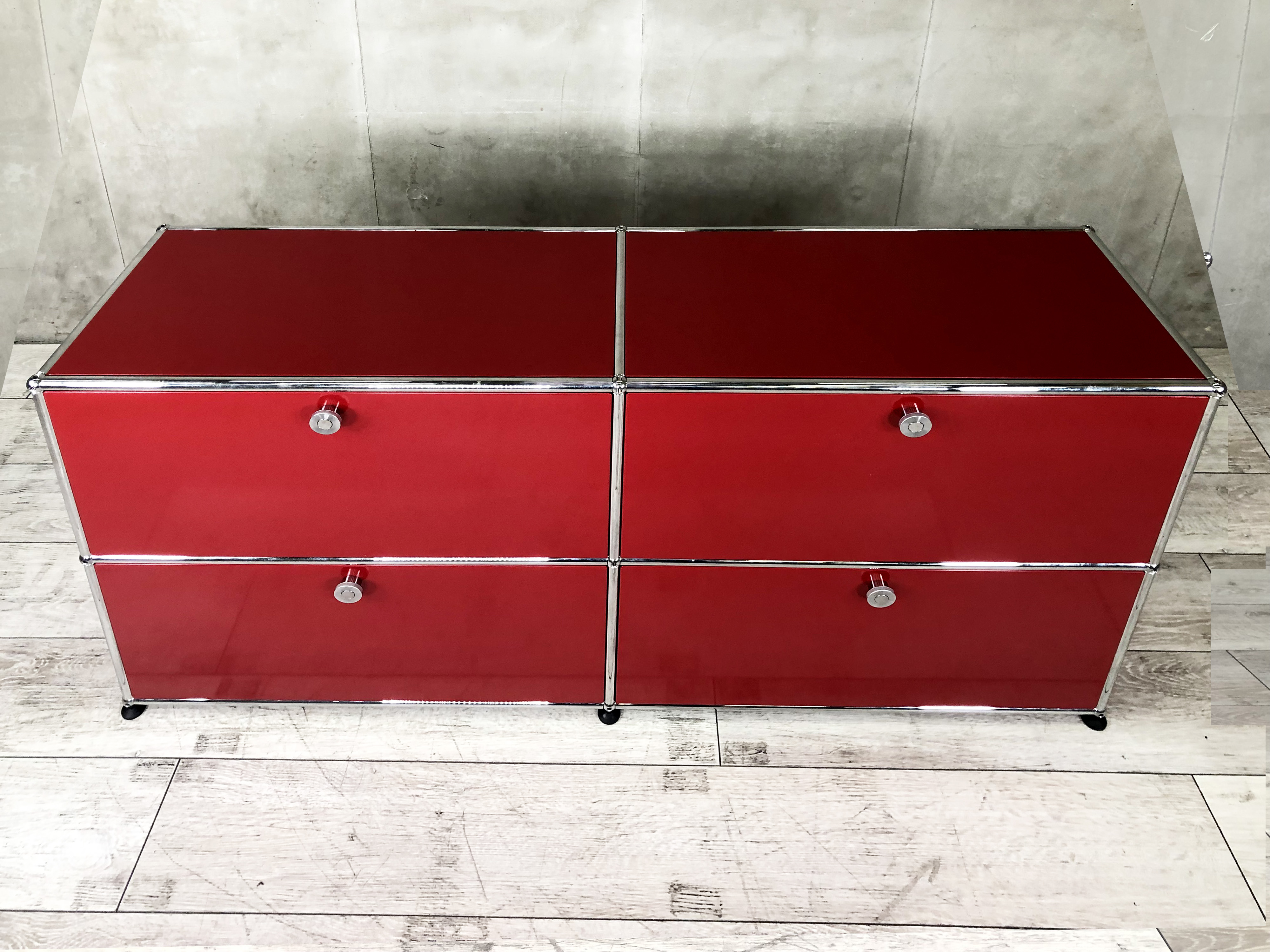 中古　USM Haller USMハラー　キャビネット　ルビーレッド キャスター 中古】USMハラー キャビネット USMハラー 書庫その他 377490