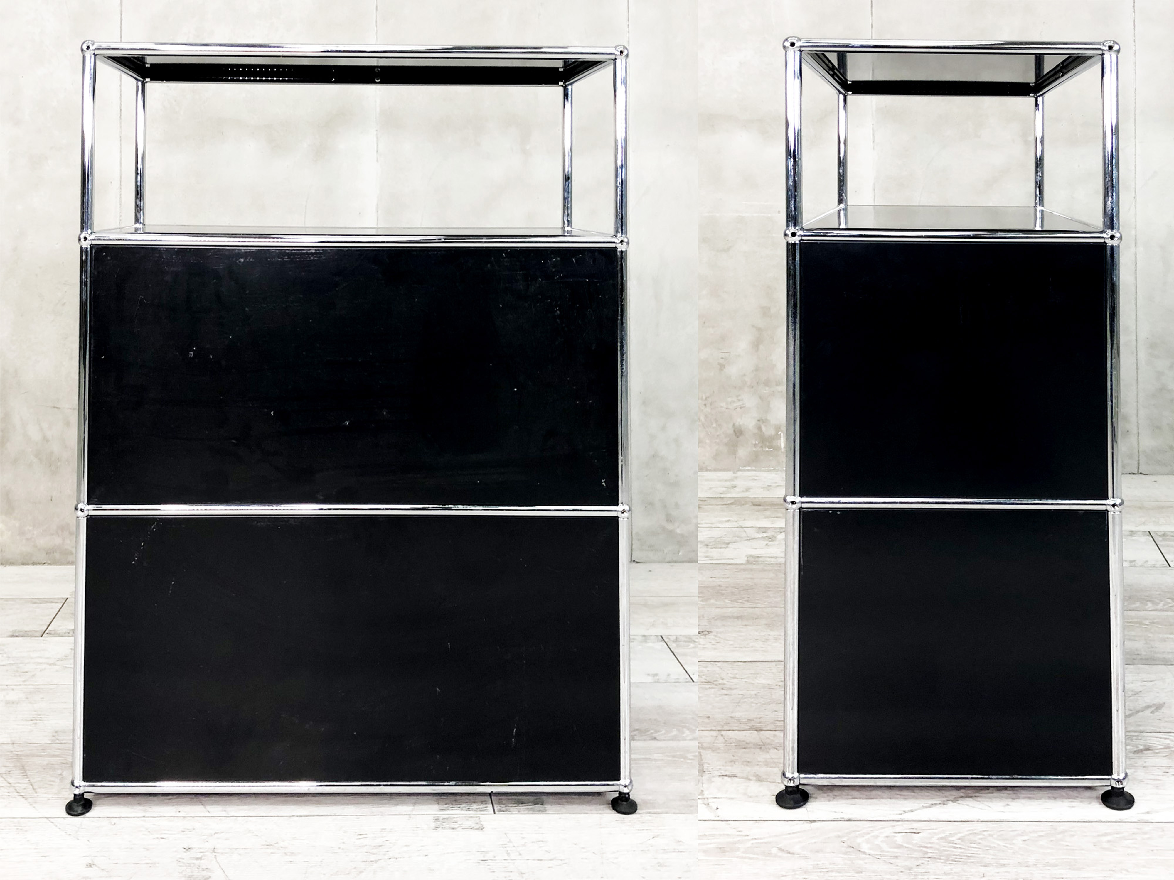 USMハラー　1列3段キャビネット　ブラック 中古】USMハラー キャビネット USMハラー 書庫その他 378231