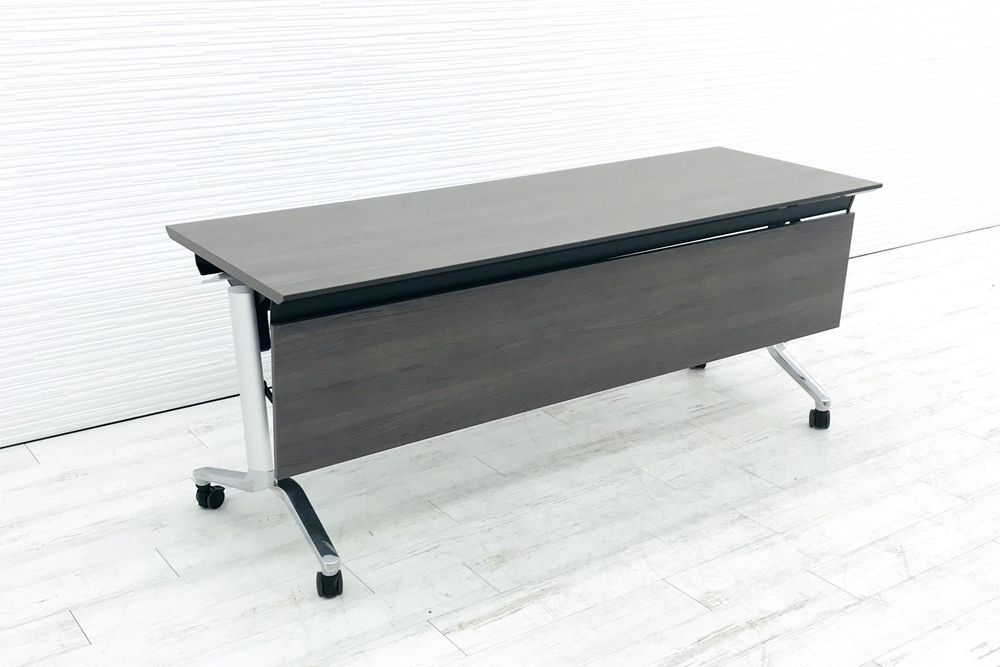 【美しい木目デザイン！】■コクヨ製　サイドスタックテーブル　W1800×D600mm　アッシュブラウン　幕板付　
                        CONFEST
                                    中古
            