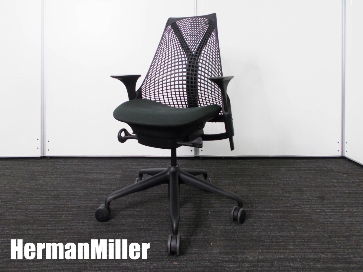 【大人気シリーズ】Herman Miller / ハーマンミラー　Sayl Chair / セイルチェア　ノワール（背面ブラック・座面ダークグリーン）
                        セイル 前傾機能有
                                    中古
            