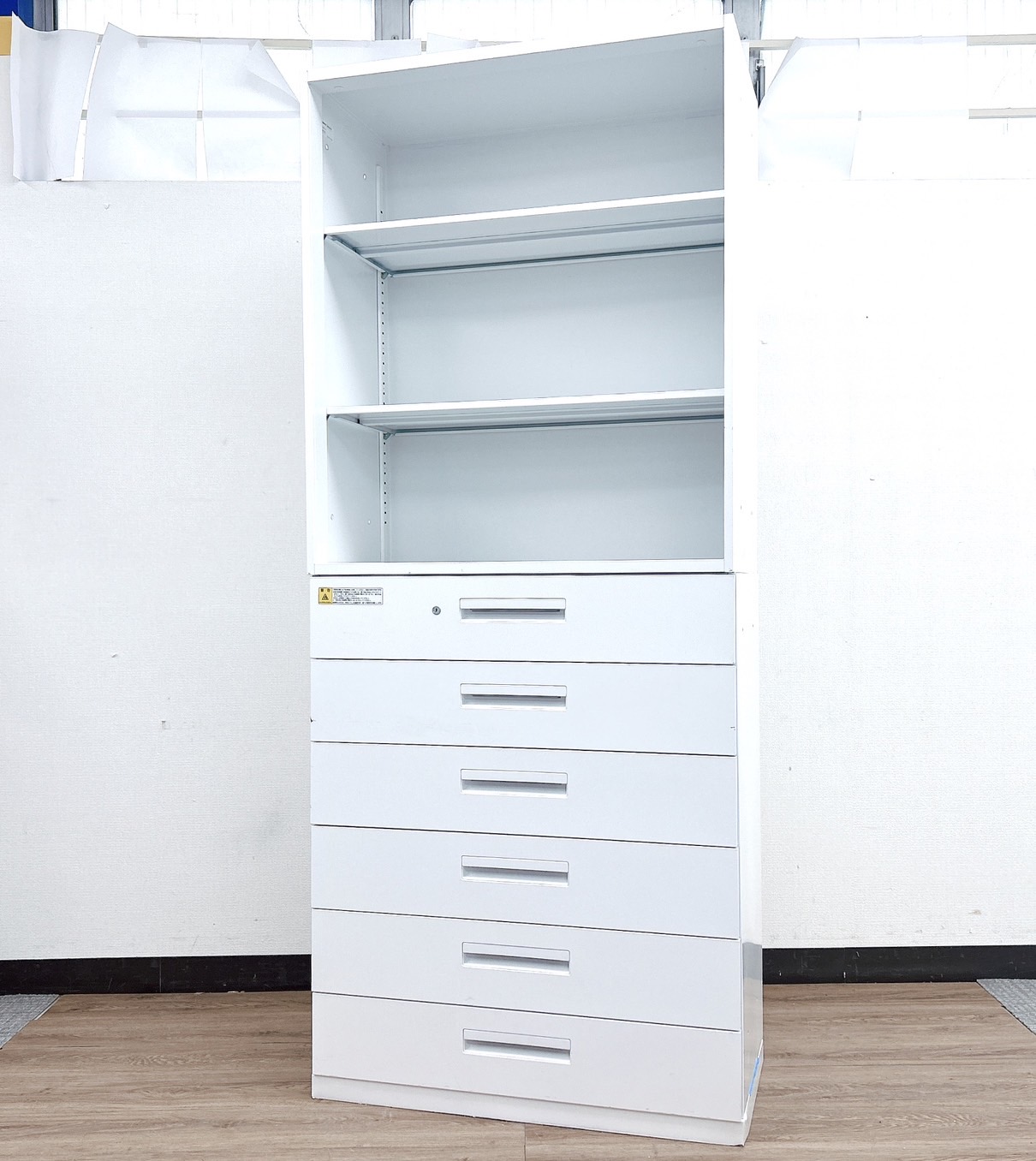 【5セット入荷】ちょっと変わったキャビネット（上：オープン+下：6段ラテラル）HSシリーズ◆ウチダ製【RP】
                        HSシリーズ
                                    中古
            