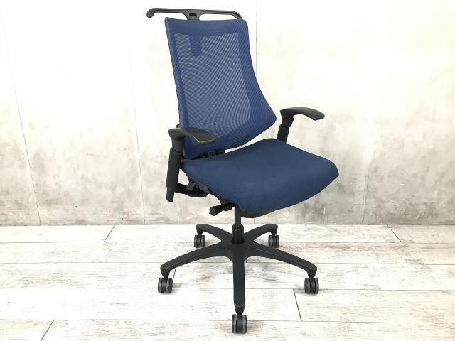 【中古】エフメッシュ KF-377JBH-T1B2 イトーキ/ITOKI 肘付ハイバックチェア 395220