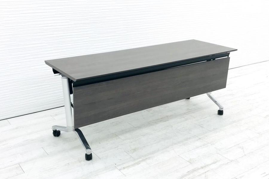 【美しい木目デザイン！】■コクヨ製　サイドスタックテーブル　W1800×D450mm　アッシュブラウン　幕板付　
                        コンフェスト
                                    中古
            