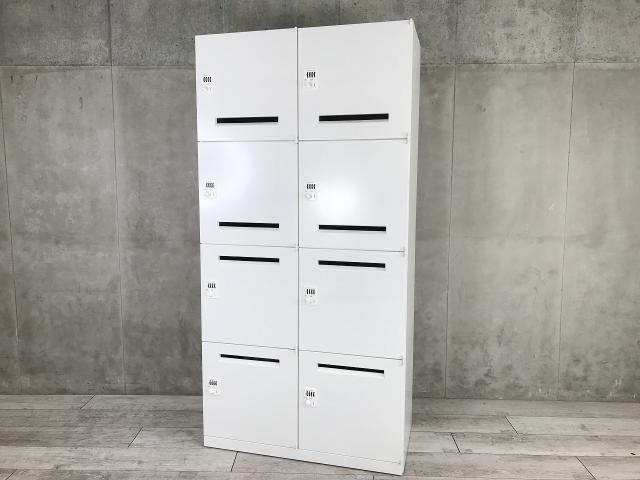 【新店：熊本サテライト店】Offices■【フリーアドレスのオフィスにオススメ】オカムラ/レクトライン/パーソナルロッカー/ダイヤル錠/8人用/ホワイト