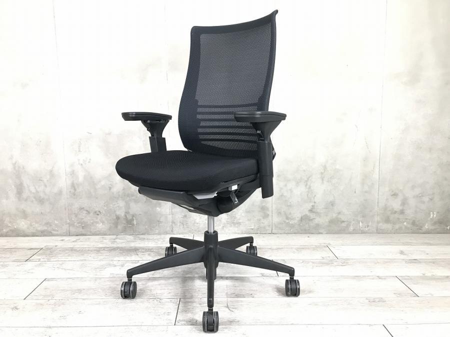 【るー】【KOKUYO】ベゼル 肘付ハイバックチェア 樹脂脚 中古】ベゼル 樹脂脚 コクヨ/KOKUYO 肘付ハイバックチェア
