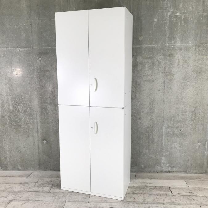 【スリムな幅800㎜！観音開きタイプで見やすさ抜群！】生興（SEIKO）クウォールシリーズ　書庫セット（両開き+両開き）　■色：ホワイト　
                        QUWALL
                                    中古
            