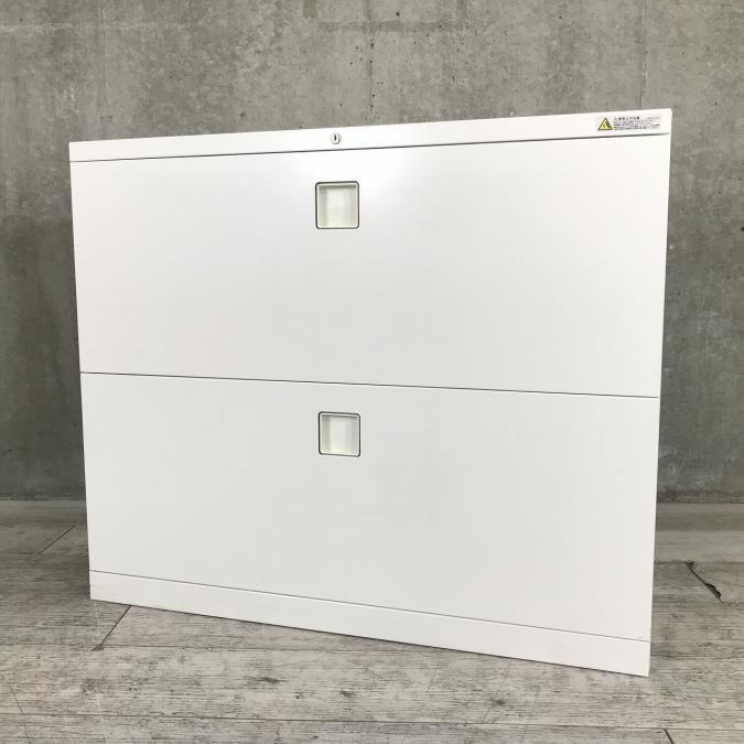 【限定1台】窓した空間にもピッタリ！中古では中々出回らない珍しいサイズです！■オカムラ/レクトライン/2段/ホワイト　取って日焼け有り
                        レクトライン
                                    中古
            