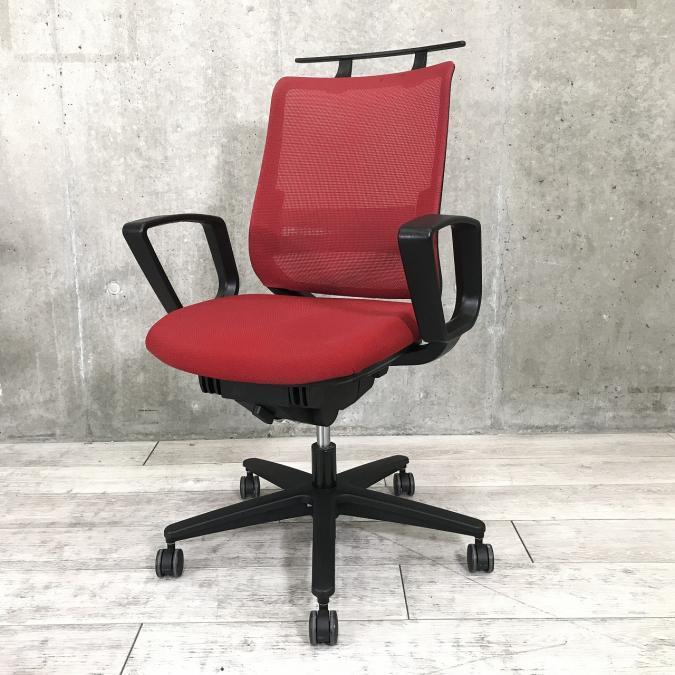 【コスパ最強メッシュチェア！】コクヨ（KOKUYO）ミトラチェア　■色：レッド　固定肘付き　嬉しいコートハンガーも！
                        ミトラシリーズ
                                    中古
            