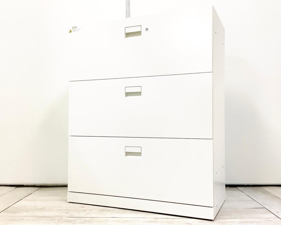 【オフィス収納の定番商品！】■イトーキ製　3段ラテラル書庫　ホワイト　■ファイル整理に便利な引出し型！
                        エスキャビネット
                                    中古
            