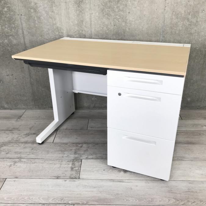 【在庫入替価格30%オフ】ナチュラル天板×本体ホワイトの明るい印象の事務デスク　コクヨ（KOKUYO）ISシリーズ　片袖机　幅1000㎜　奥行650mm　
                        iSシリーズ
                                    中古
            