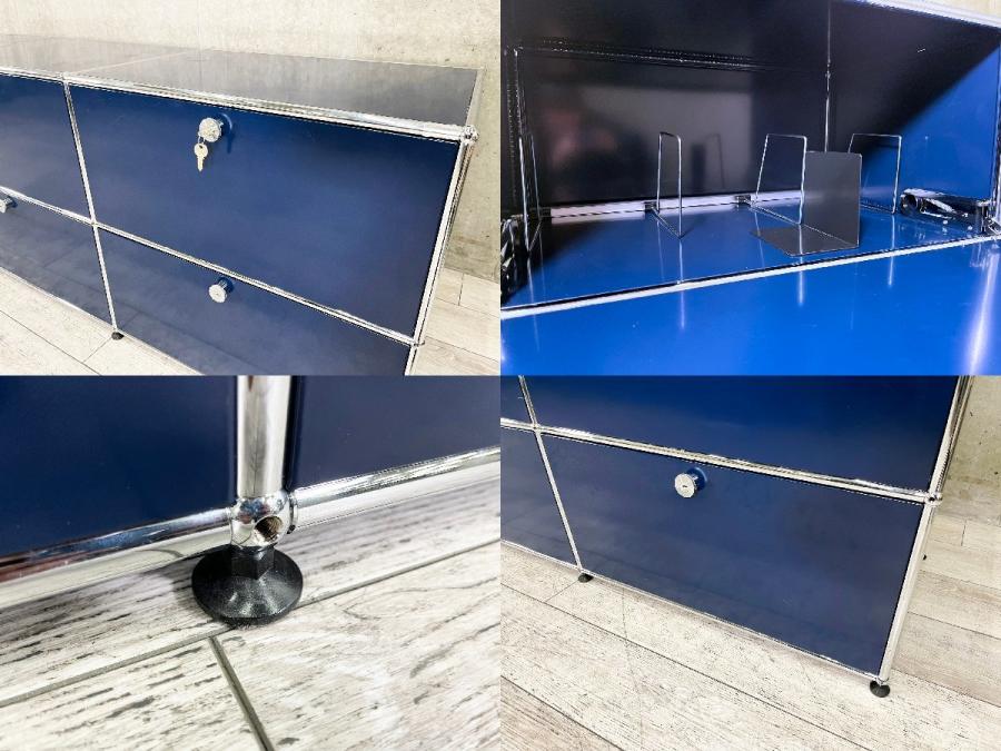 ほぼ未使用■USMハラー■キャビネット 1列3段　スティールブルー　鍵なし　紺色 ほぼ未使用□USMハラー□キャビネット 1列3段 スティールブルー