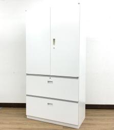 【1台入荷】【状態要考慮】【高さ1800ｍｍ】ちょうどよい高さ美しいホワイトキャビネットシンライン（Thinline）上：両開き+下：2段ラテラルセット◆イトーキ製