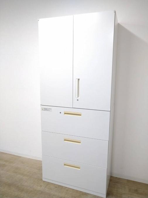 【定価約16万円】【両開き書庫と三段ラテラル書庫のセット商品！！人気のホワイトカラー商品】■内田洋行製　HSシリーズ　上下書庫セット【Z】
                        HSシリーズ
                                    中古
            