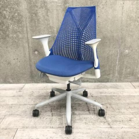 【2脚限定！！】HermanMiller(ハーマンミラー)/SAYL Chair(セイルチェア)　中古　デザイナーズ　テレワーク　在宅ワーク　リモートワーク　ブルー　固定肘