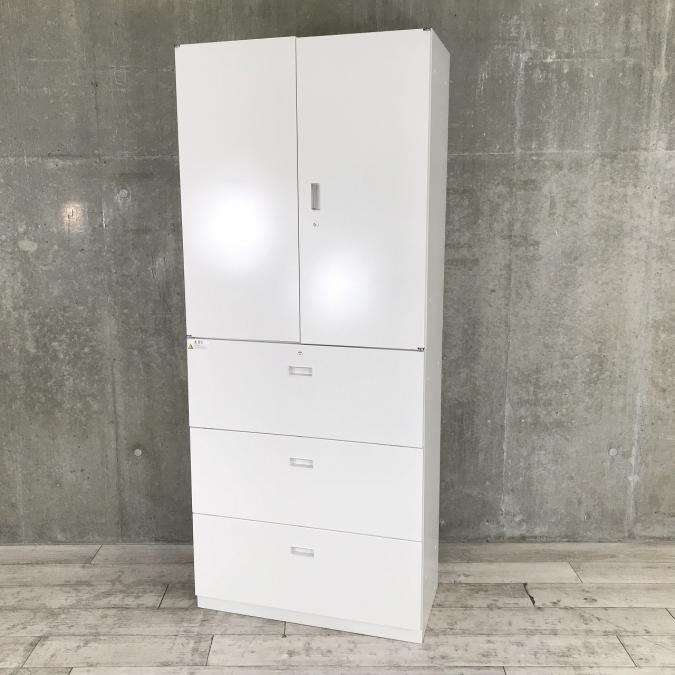 【コレ1台で書類が一気に整理できます！】■イトーキ　シンラインシリーズ　両開き＋3段ラテラル書庫セット　ホワイト■高品質で安心のスチールキャビネット！
                        シンライン
                                    中古
            