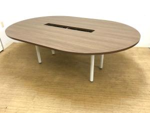 オカムラ　楕円形テーブル　※配線カバー無し注意　おしゃれな木目　6名様推奨サイズ
