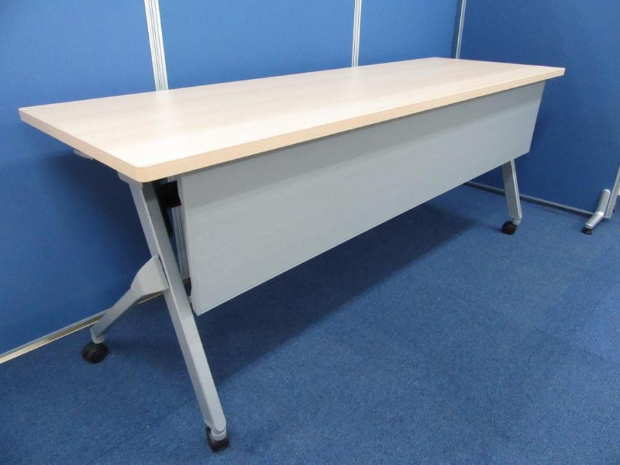 岡村製作所製 サイドフォールドテーブル FRAPTER■綺麗な木目のネオウッドライト　幕板付！
                        フラプター
                                    中古
            