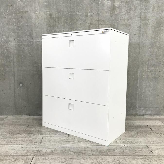 【オフィスの必需品！大容量の三段キャビネット】■オカムラ（okamura）　レクトラインシリーズ　3段ラテラル書庫　■天板付き　■ホワイト【弊社使用欄：A00917296】
                        レクトライン
                                    中古
            