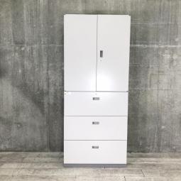 【使いやすさが人気！】■イトーキ　シンラインシリーズ　両開き＋3段ラテラル書庫セット　■大容量！オフィス書類をスッキリ整理！