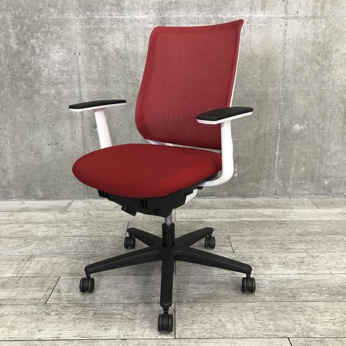 【ホワイトフレームがオフィスを明るく】コクヨ（KOKUYO）ミトラチェア　レッド　肘付(固定肘)　ホワイトフレーム
                        ミトラシリーズ
                                    中古
            