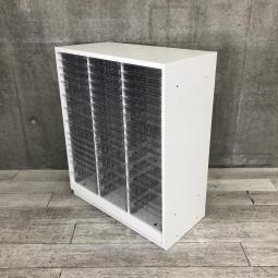 小分けにたっぷり収納！天板付きクリスタルトレー　人気のホワイト　シンラインシリーズ【中古オフィス家具】