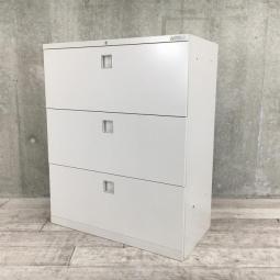 【在庫入替セール品！】A4ファイルを3段分収納可能！中古品で狙い目のグレー＆ラテラルキャビネット！【J6】
■オカムラ/レクトライン/ニューグレー