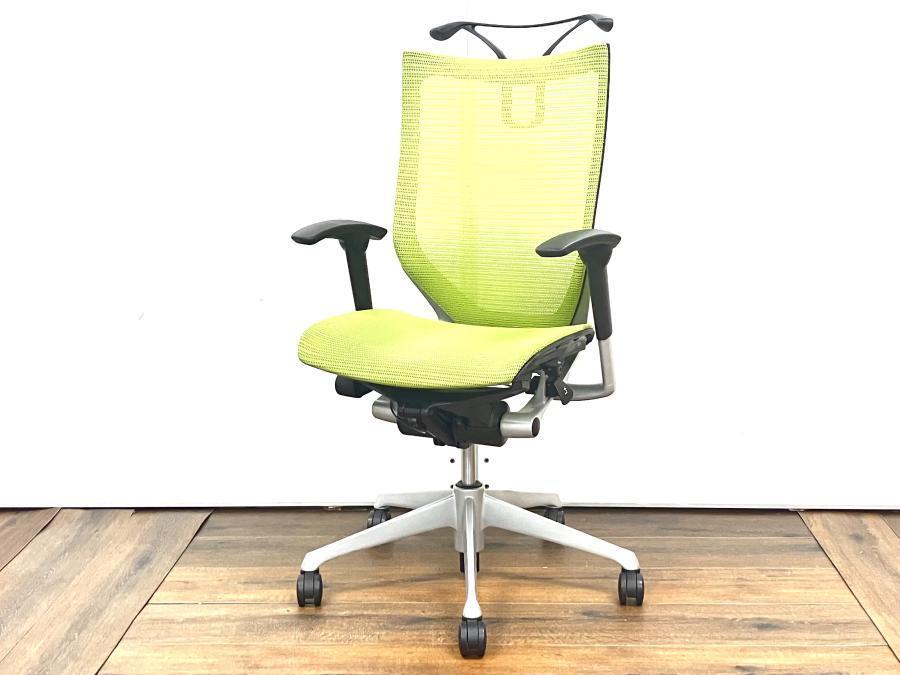 【訳あり】オカムラ（okamura）バロンチェア ハイバック メッシュ 中古】バロンメッシュチェア オカムラ/okamura 肘付ハイバック