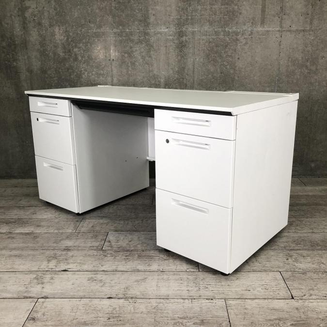 【訳アリ品】【天板中央付近凹みあり】コクヨ製の大き目サイズの両袖机　iSデスク　W1500×D750　
                        iSシリーズ
                                    中古
            