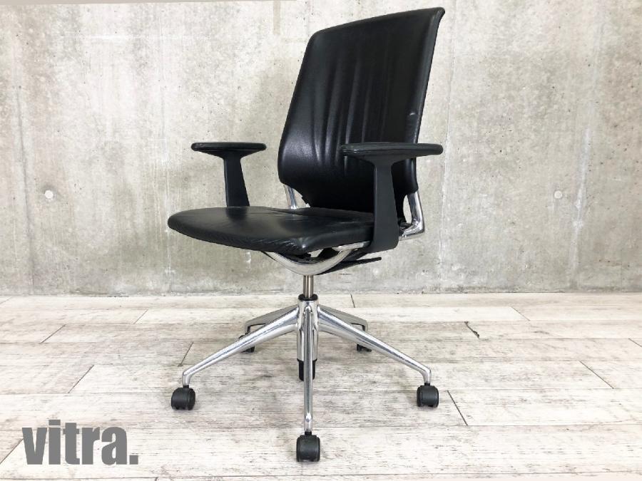 良品】vitra meda chair メダチェア 革(ブラック) - 椅子/チェア