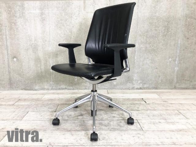 最新作限定SALE【良品】vitra meda chair　メダチェア　革(ブラック) デスクチェア