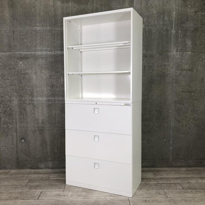 【オフィスの書類をスッキリ整理】【取っ手がどの方向からでも開くマルチハンドル！】■オカムラ製（okamura）　レクトライン（Rectline）　オープンキャビネット+３段ラテラル　書庫セット　■ホワイト【弊社使用欄：A00926054,A00921143】
                        レクトライン
                                    中古
            