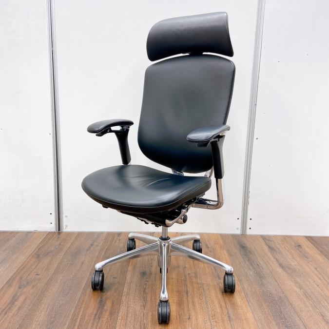 【中古ではレアな革張り×ヘッドレスト付き！！】オカムラ（okamura）製　コンテッサ　アジャストアーム　■ブラック
                        コンテッサチェア
                                    中古
            