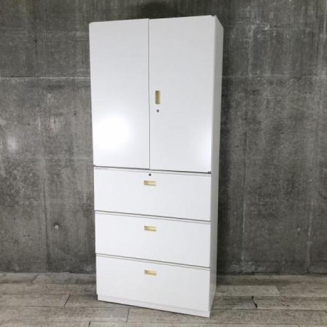 【取っ手に日焼けあり】書庫セットでは一番人気の組み合わせ！■両開き+3段ラテラル/シンライン/ホワイト
                        シンライン
                                    中古
            