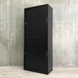【人気NO.1商品】オカムラ製　/　3枚引き違い書庫セット　/　使いやすいキャビネット　/省スペース　ブラック