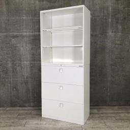【限定1セット】【オープンタイプの上下書庫セット、人気です！！】オカムラ　レクトライン　上下書庫セット　オープン書庫　両開き書庫　ホワイト