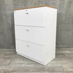 【定価約14万円】【天板ナチュラルカラー３段ラテラル書庫の入荷です！】■イトーキ製　シンライン　３段ラテラル