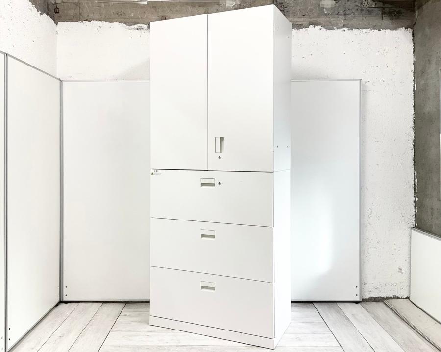 中古】エスキャビネット 【両開き書庫】H1-M1090HVS-W9【3段