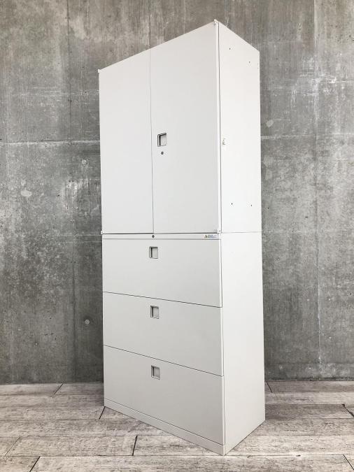 【在庫入替セール品】【定価約18万円】【マルチアクセスハンドルで開閉がスムーズな上下書庫セット】■オカムラ製　レクトライン　上下書庫セット【D】 レクトライン   中古 