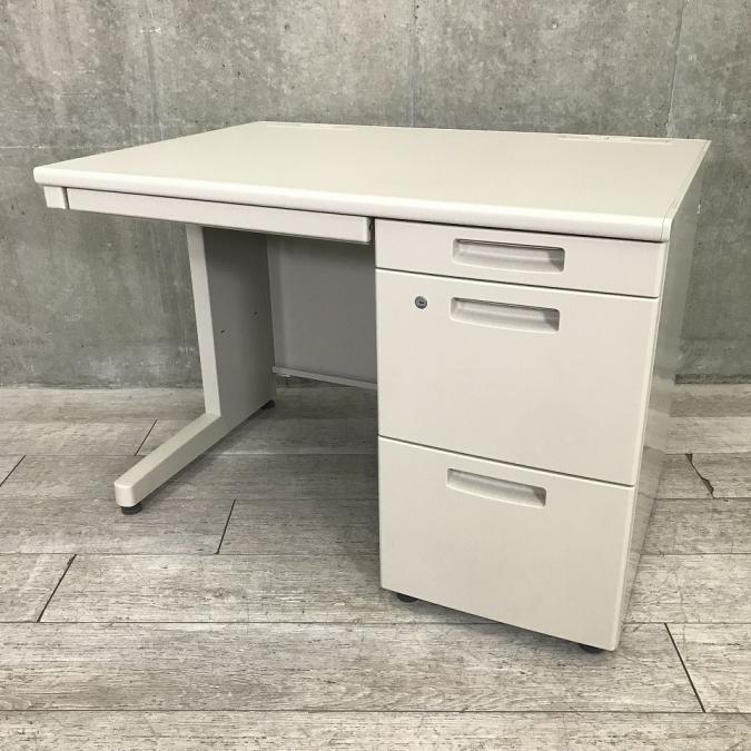 【横幅1000㎜！】シンプルなデザインで使いやすい定番シリーズ！収納力を備えたキャビネット一体型のデスク　■コクヨ製　BS＋シリーズ　片袖机　■グレー
                        新BSシリーズ
                                    中古
            