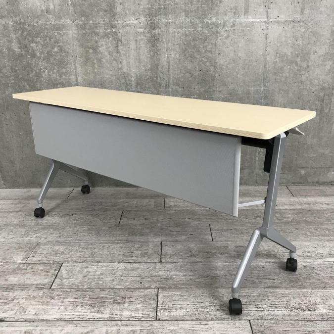 2名様で使えるスタックテーブルがまとめて入荷！揃います！キャスター付きで移動も楽々！　■KOKUYO（コクヨ）製　サイドスタックテーブル　■幅1500×奥行450　■幕板付き　■ナチュラル【天板跳ね上げ式でコンパクトに収納】
                        リーフライン
                                    中古
            