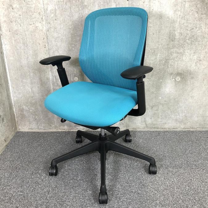 【オカムラ製品で最も人気を集める高機能メッシュチェア！】■オカムラ製　シルフィ（Sylphy）ローバック　■可動肘付き　■ブルーグリーン【前傾チルト機能付き】 シルフィーメッシュ   中古 