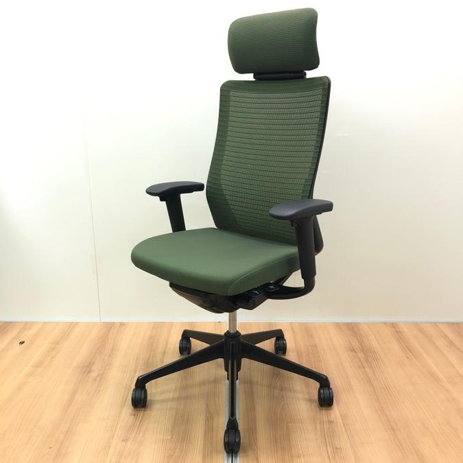 ah　オカムラ　コーラル　ライムグリーン　2018年 エクストラハイバック 中古 未使用新古品】オカムラ オフィスチェア コーラル エクストラ