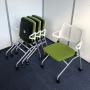 【4脚セット】ライトグリーンの色鮮やかなミーティングチェア。【3セットご案内可能】｜折りたたみ椅子｜会議椅子