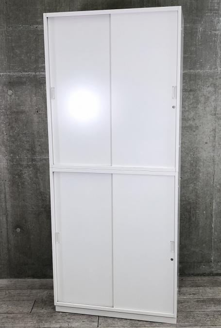 【1セットのみ】【人気の引き違いキャビネット※2枚引き戸】導線幅に適応しやすい書庫で狭小スペースにオススメ　色:ホワイト
                        シンライン
                                    中古
            