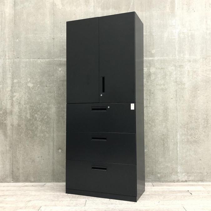 【スタイリッシュな空間を演出！】■コクヨ製　エディアシリーズ　上下書庫セット（両開き＋3段ラテラル）ブラック　■収納量豊富！オフィス書類をスッキリ整理！
                        エディア
                                    中古
            