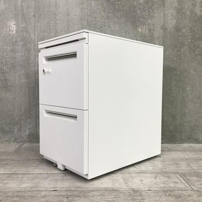 【平机・フリーアドレスデスクのお供に！】■内田洋行　スカエナ　STワゴン　3段ワゴン　■ホワイト　■ダイヤル錠【ダイヤル錠であなたの書類をロック！】 スカエナワゴン   中古 