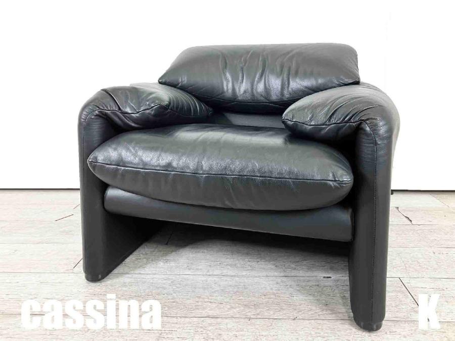 K）Cassina/カッシーナ 　マラルンガ 一人掛けソファ　本革　ブラック　ヴィコ マジストレッティ
                        その他シリーズ
                                    中古
            