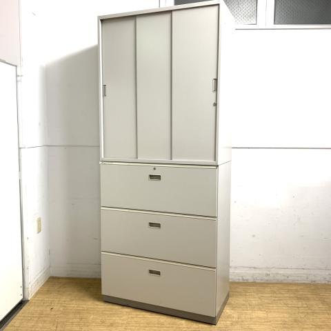 上下書庫セット 引き/引き 鍵あり ニューグレー イトーキ製シンライン