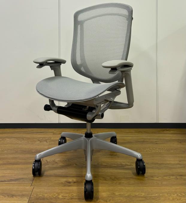 20年製 オカムラ コンテッサ セコンダ デスクチェア 固定肘 5本脚 グレー 新古品】コンテッサ セコンダ オカムラ/okamura 肘付ハイバック